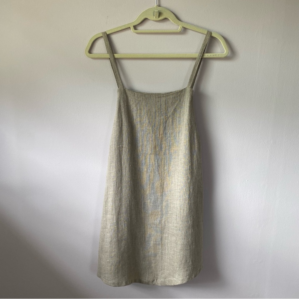LEAH NOEL 100% Linen Apron Dress in Oatmeal
